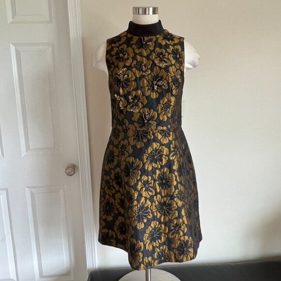 Rachel Roy Gold Floral Print Skater Dress – Size 8 - Picture 6 of 7